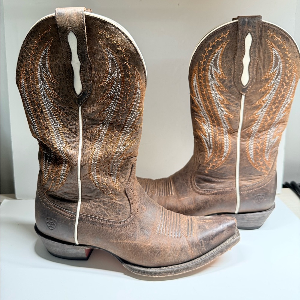 Ariat Tailgate Women Size 7B Brown Snip Toe Western Boots 10029680
